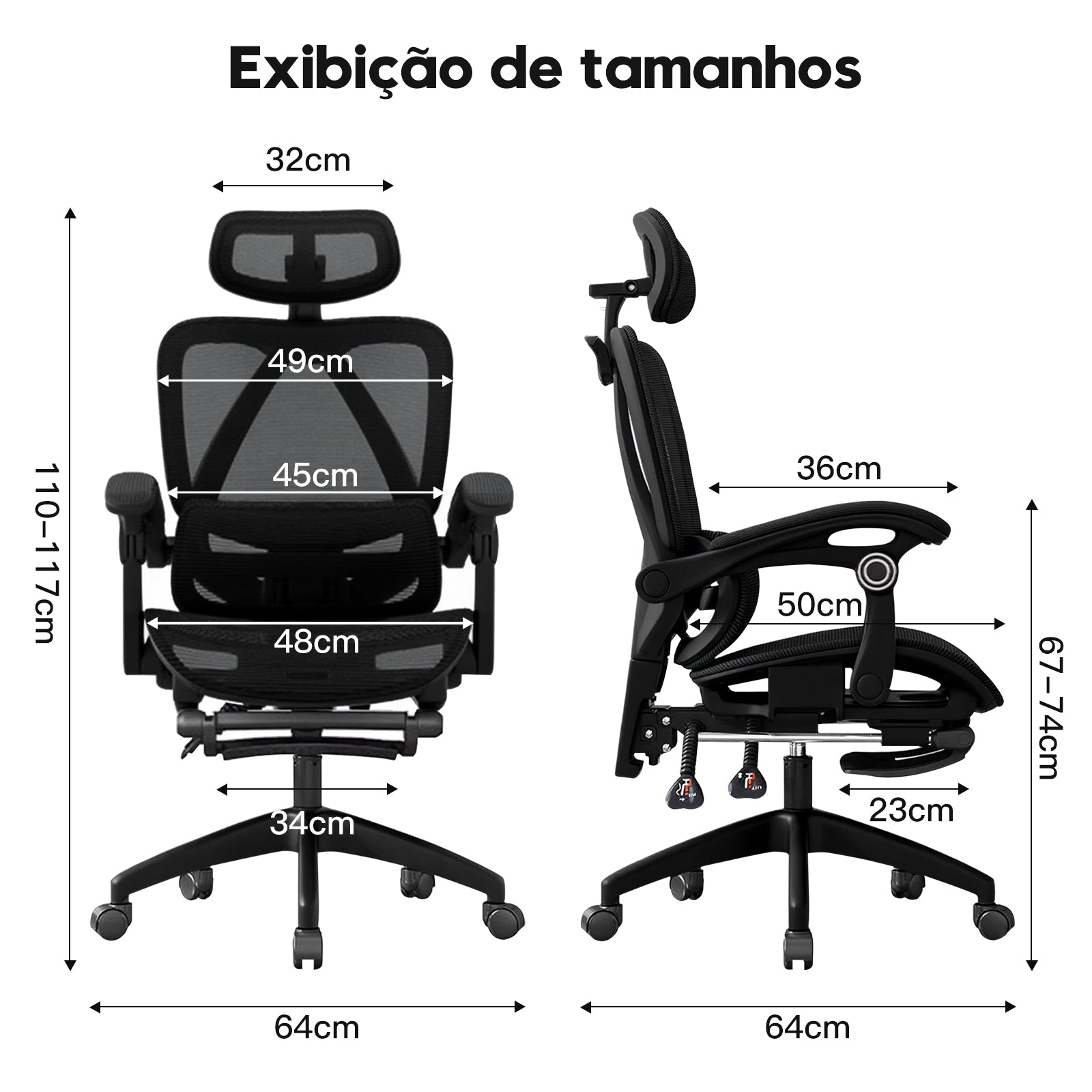 Cadeira de escritório premium Python Fly preta - Detalhe do design ergonômico profissional