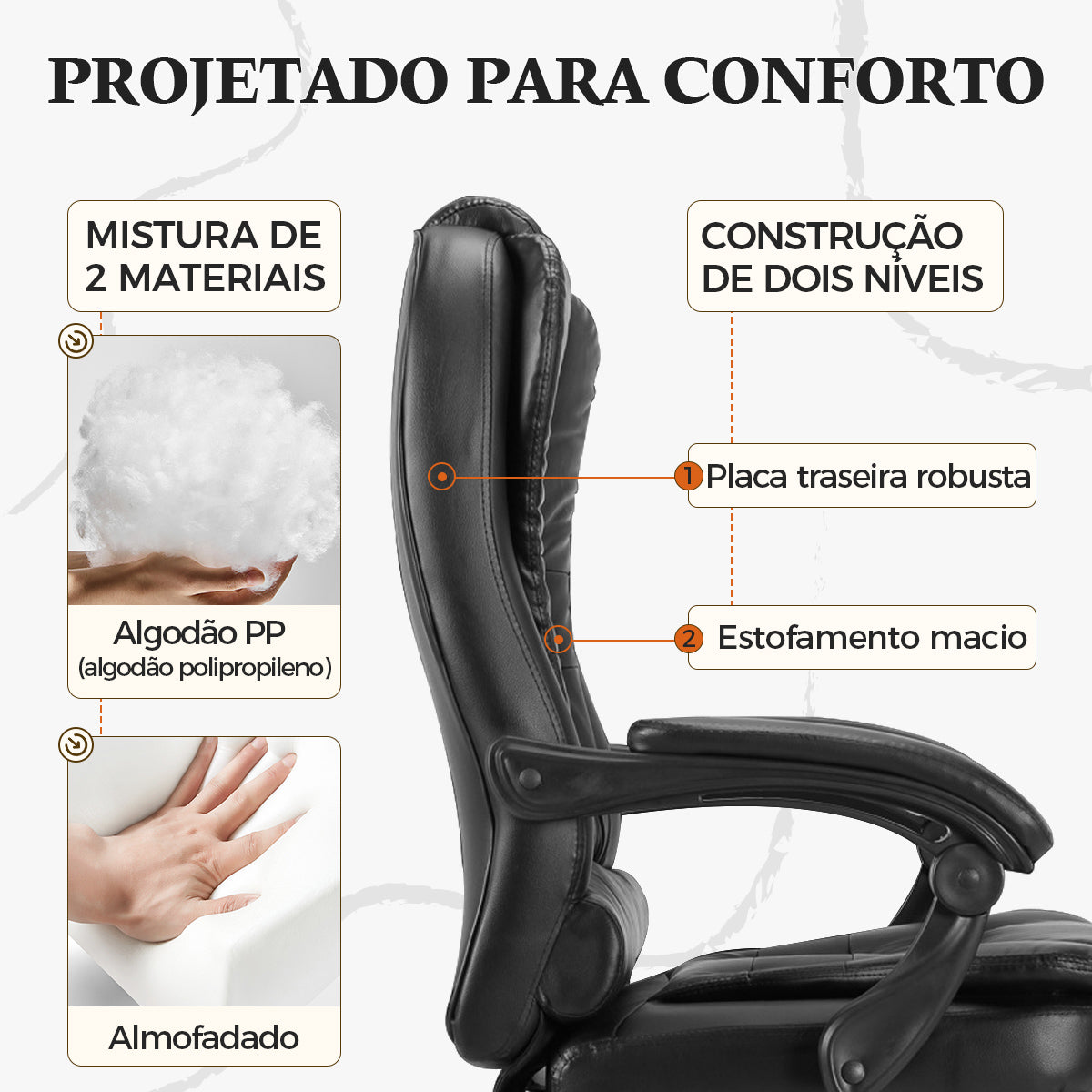 Cadeira de escritório preta Python Fly com acabamento espesso - Encosto em mesh respirável em destaque