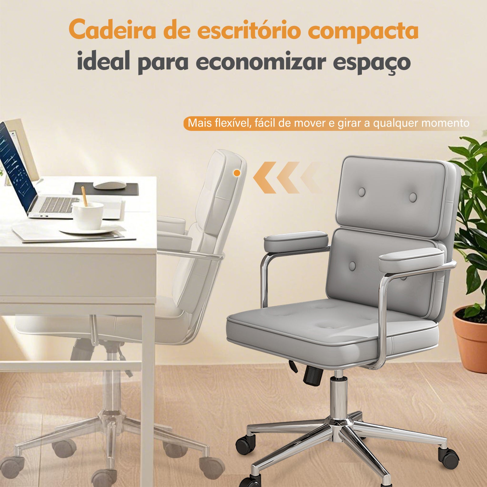 Cadeira estilo racing Python Fly cinza - Pistão a gás ajustável e base robusta