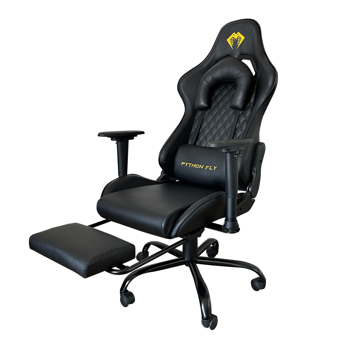 Cadeira Gamer Premium Python Fly - Detalhe do couro de alta qualidade em fundo branco