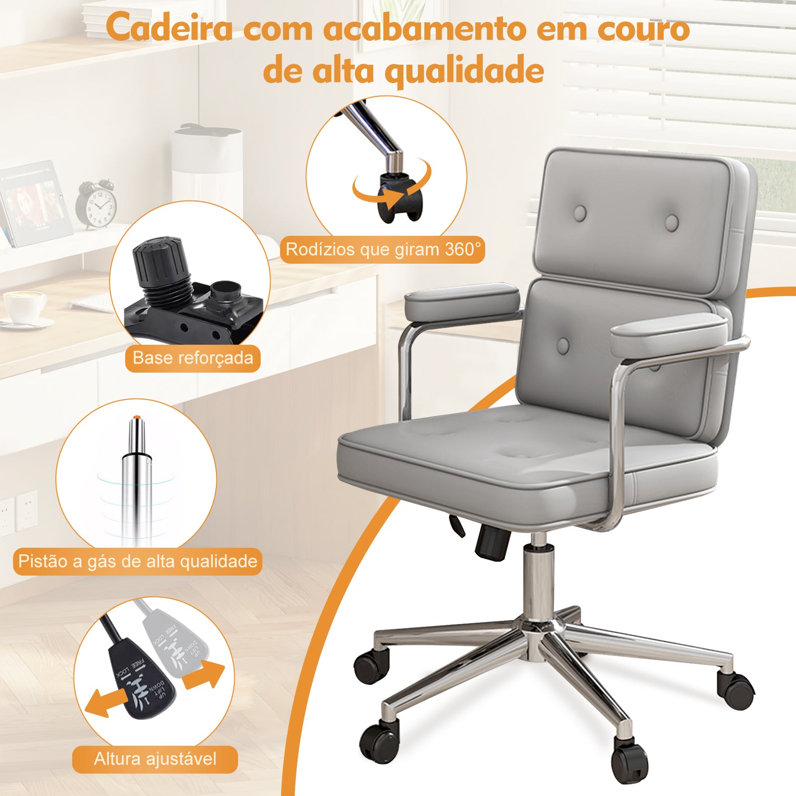 Cadeira estilo racing Python Fly cinza - Design esportivo inspirador