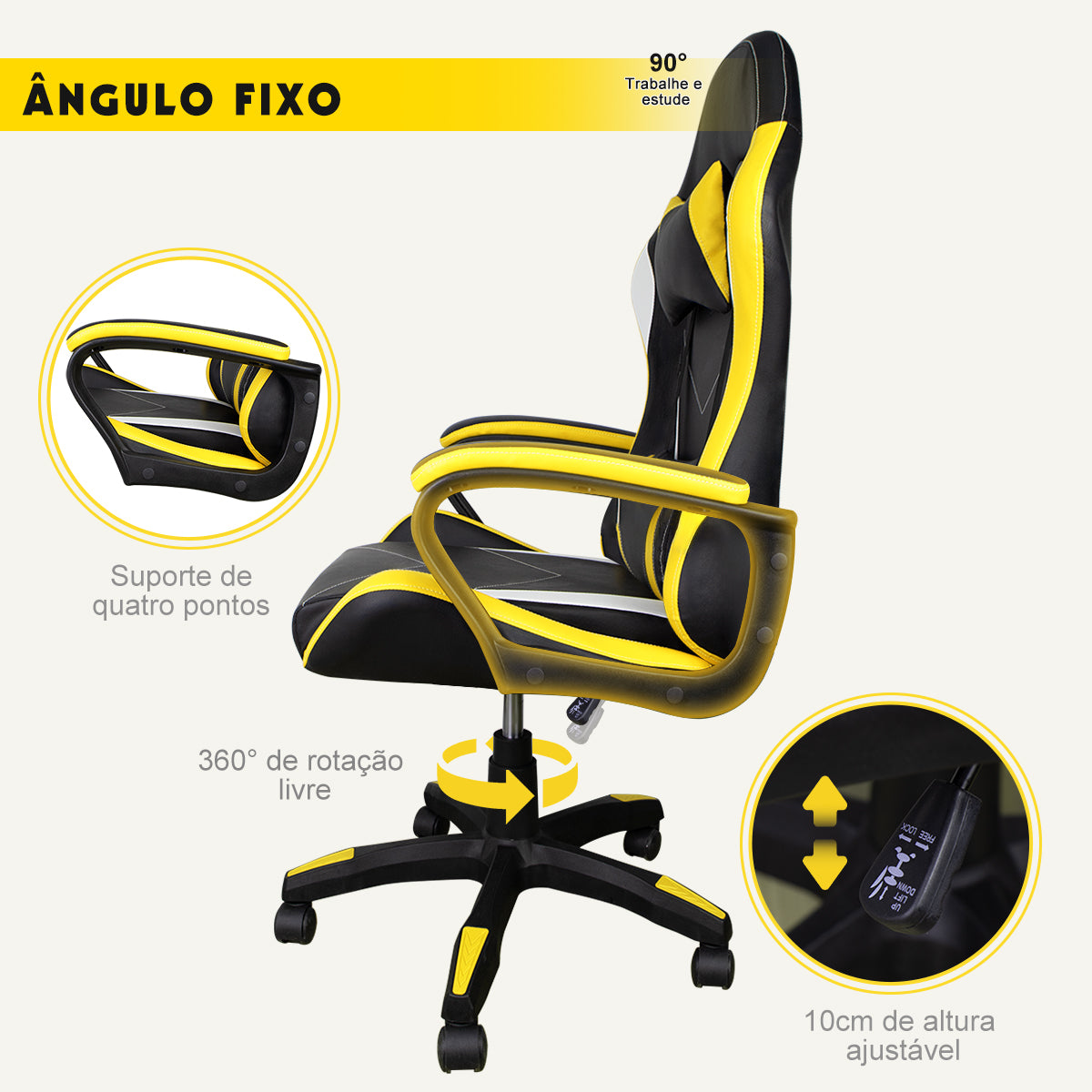 Cadeira Gamer AeroX Python Fly – Altura Ajustável e Rotação 360°