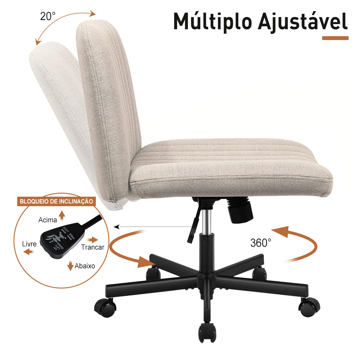 Cadeira de escritório em tecido de algodão Python Fly - Combinação perfeita com ambiente doméstico