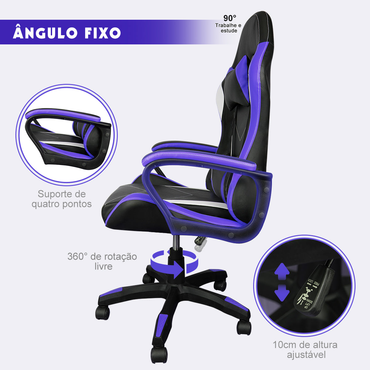 Cadeira Gamer AeroX Python Fly – Altura Ajustável e Rotação 360°