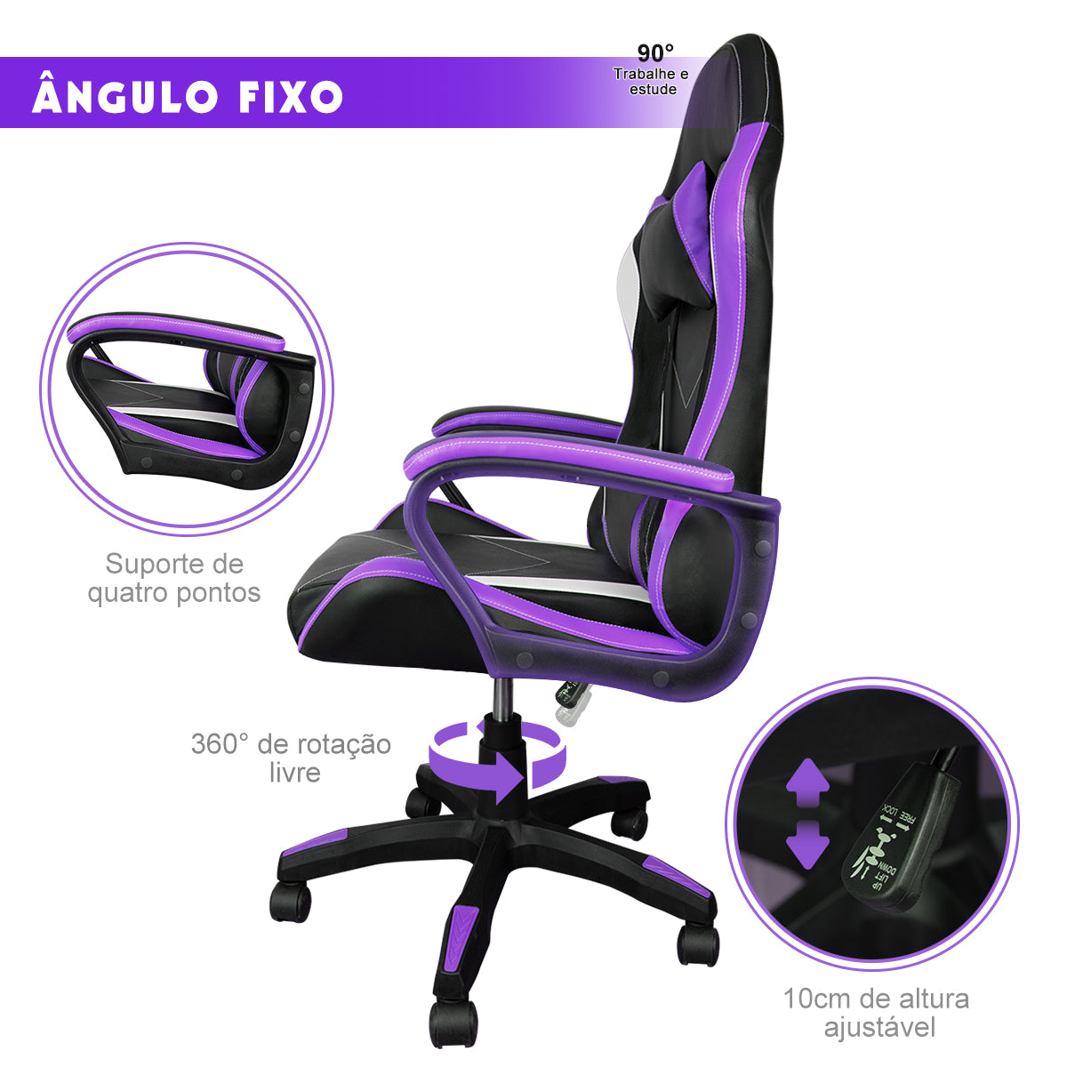 Cadeira Gamer AeroX Python Fly – Altura Ajustável e Rotação 360°