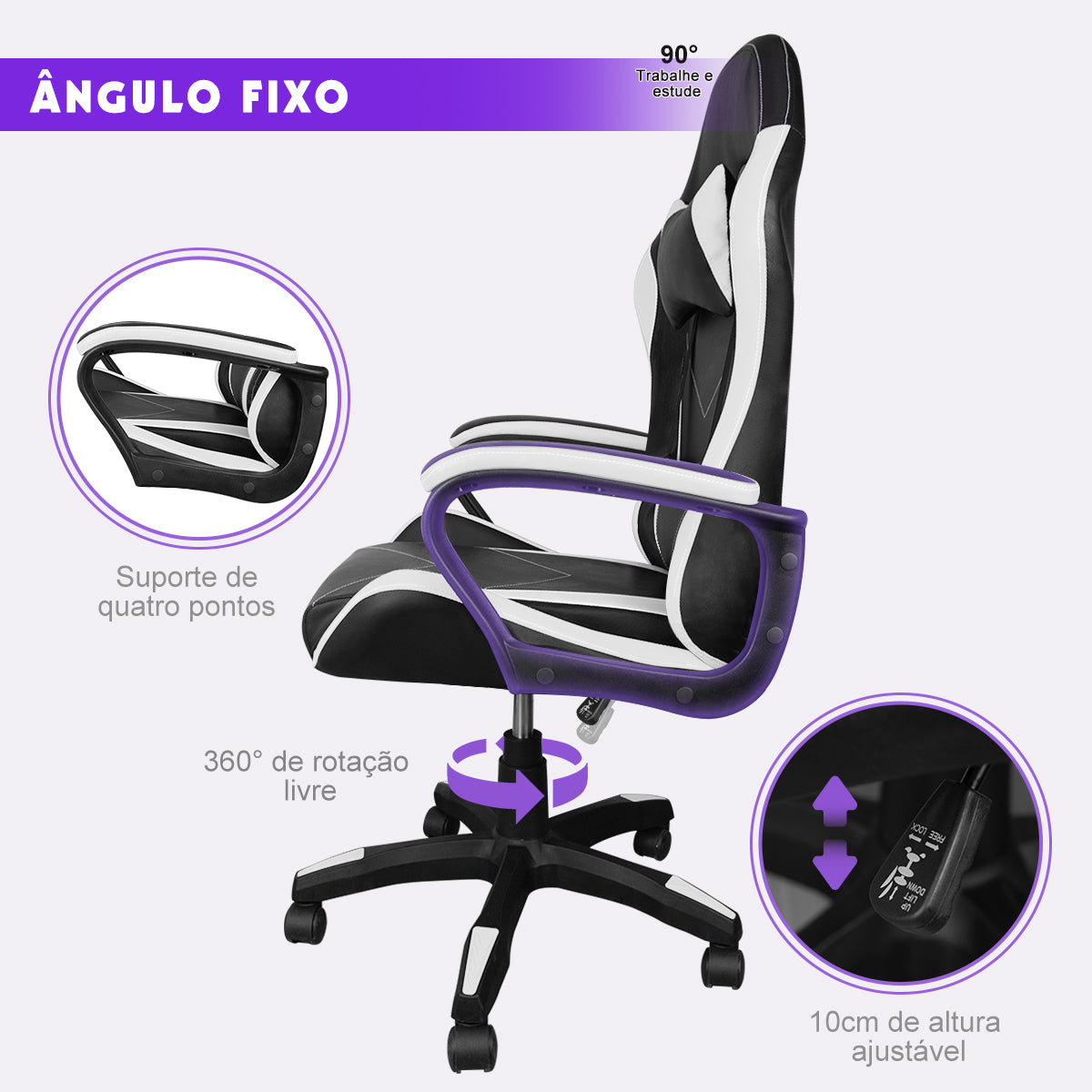 Cadeira Gamer AeroX Python Fly – Altura Ajustável e Rotação 360°