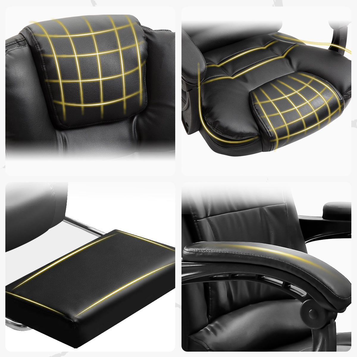 Cadeira de escritório preta Python Fly com acabamento espesso - Detalhes do design ergonômico