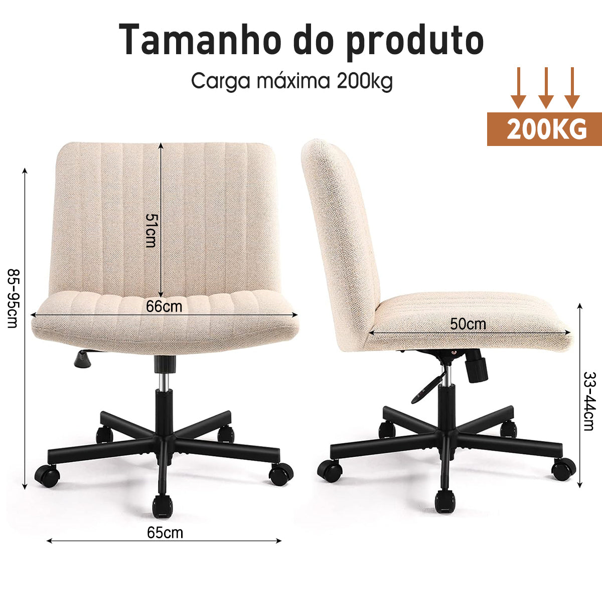 Cadeira de escritório em tecido de algodão Python Fly - Adequada para uso em home office