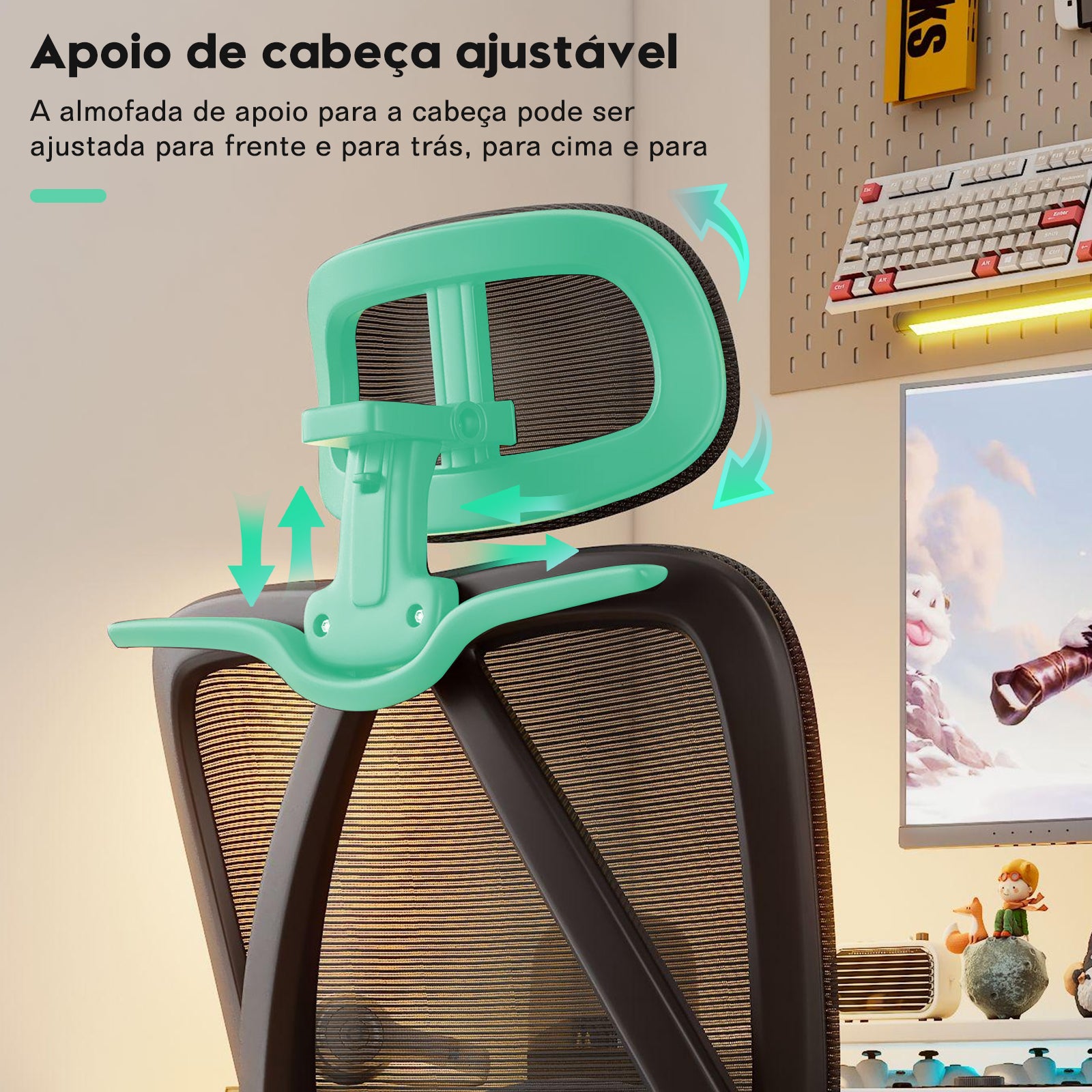 Cadeira de escritório premium Python Fly preta - Ajuste de inclinação para conforto personalizad