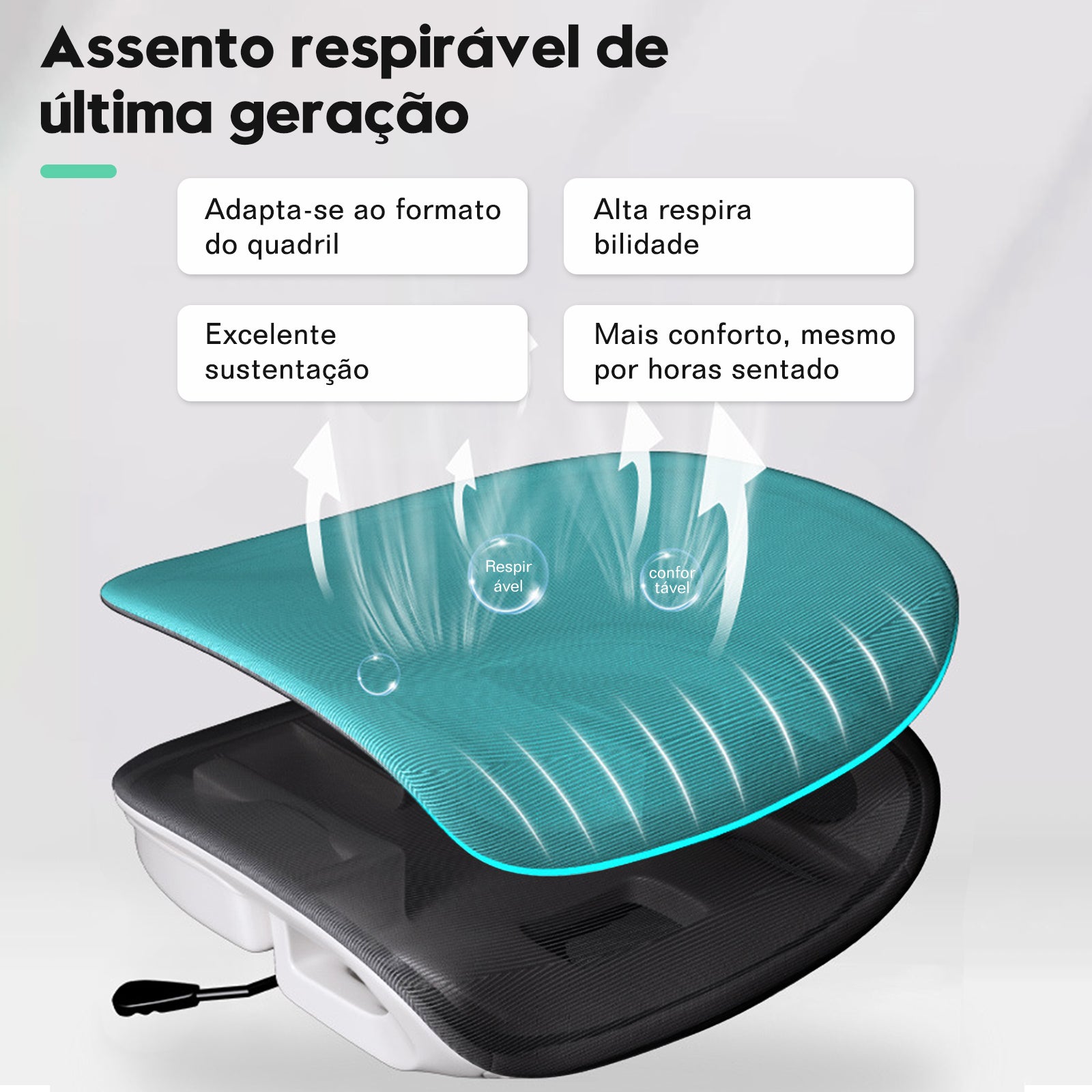Cadeira de escritório premium Python Fly preta - Ajuste de inclinação do encosto para máxima personalização de conforto