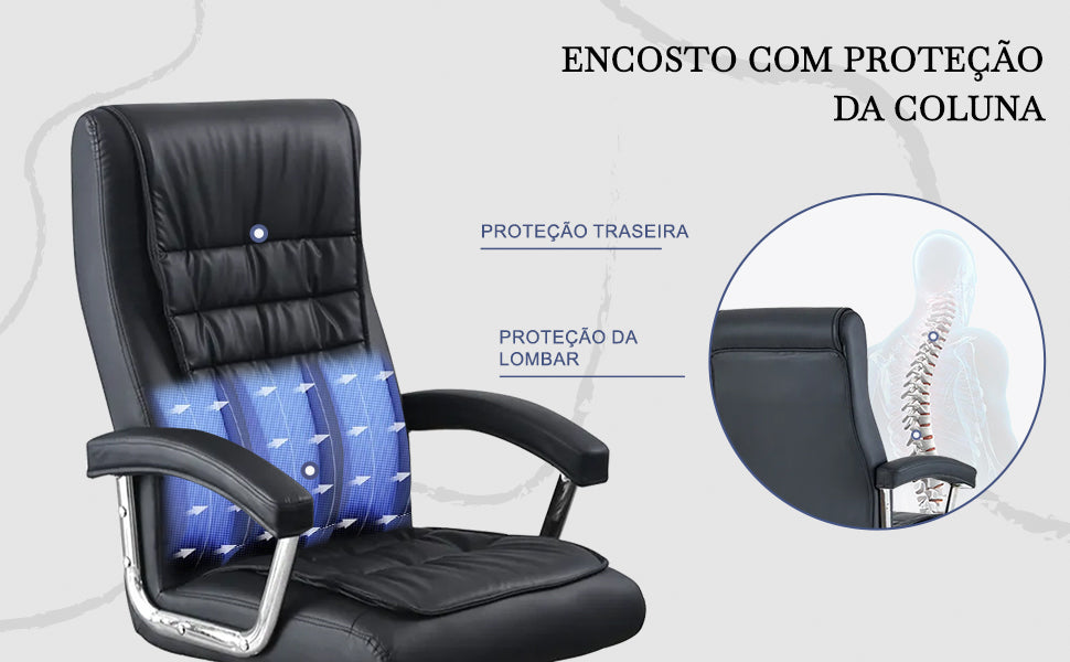 Cadeira de escritório com proteção ergonômica para coluna vertebral - detalhes de suporte lombar