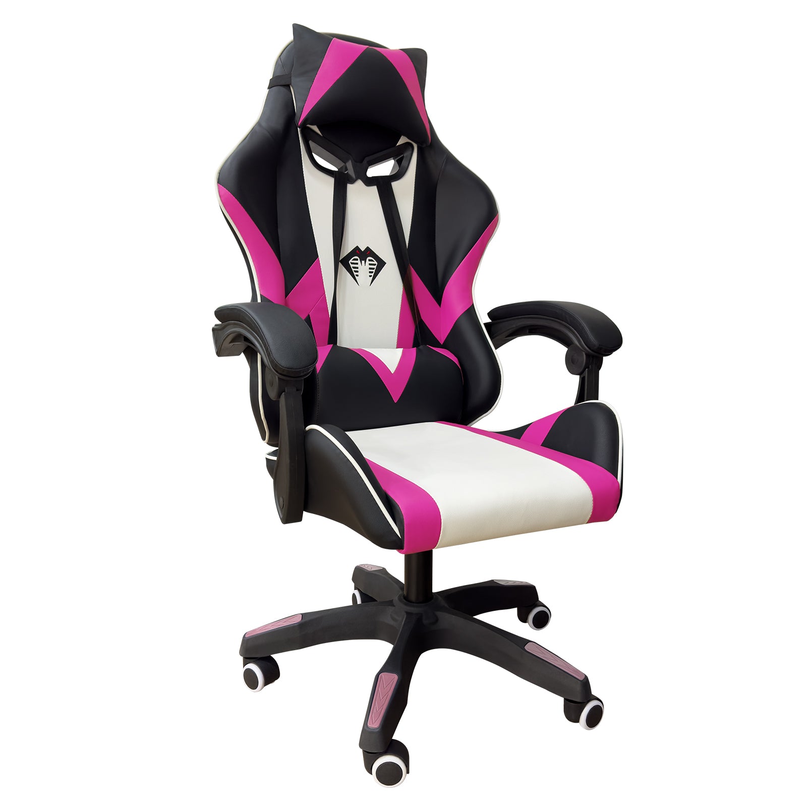 Cadeira gamer rosa Python Fly vista lateral, destacando o design elegante e o ajuste ergonômico para conforto prolongado