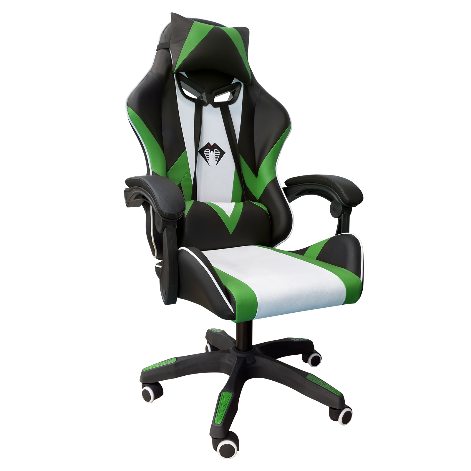 Cadeira gamer verde Python Fly vista lateral, destacando o design elegante e o ajuste ergonômico para conforto prolongado