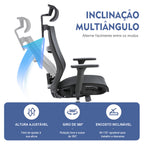 Cadeira de escritório com malha respirável - Detalhe da malha elástica de alta qualidade, mostrando sua capacidade de manter a respirabilidade