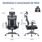 Cadeira de escritório ergonômica - Vista geral em um ambiente de home office, combinando estilo e funcionalidade 