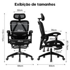 Cadeira de escritório premium Python Fly preta - Detalhe do design ergonômico profissional 