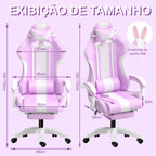 Cadeira gamer roxa nova - Apoio lombar ergonômico em ação 