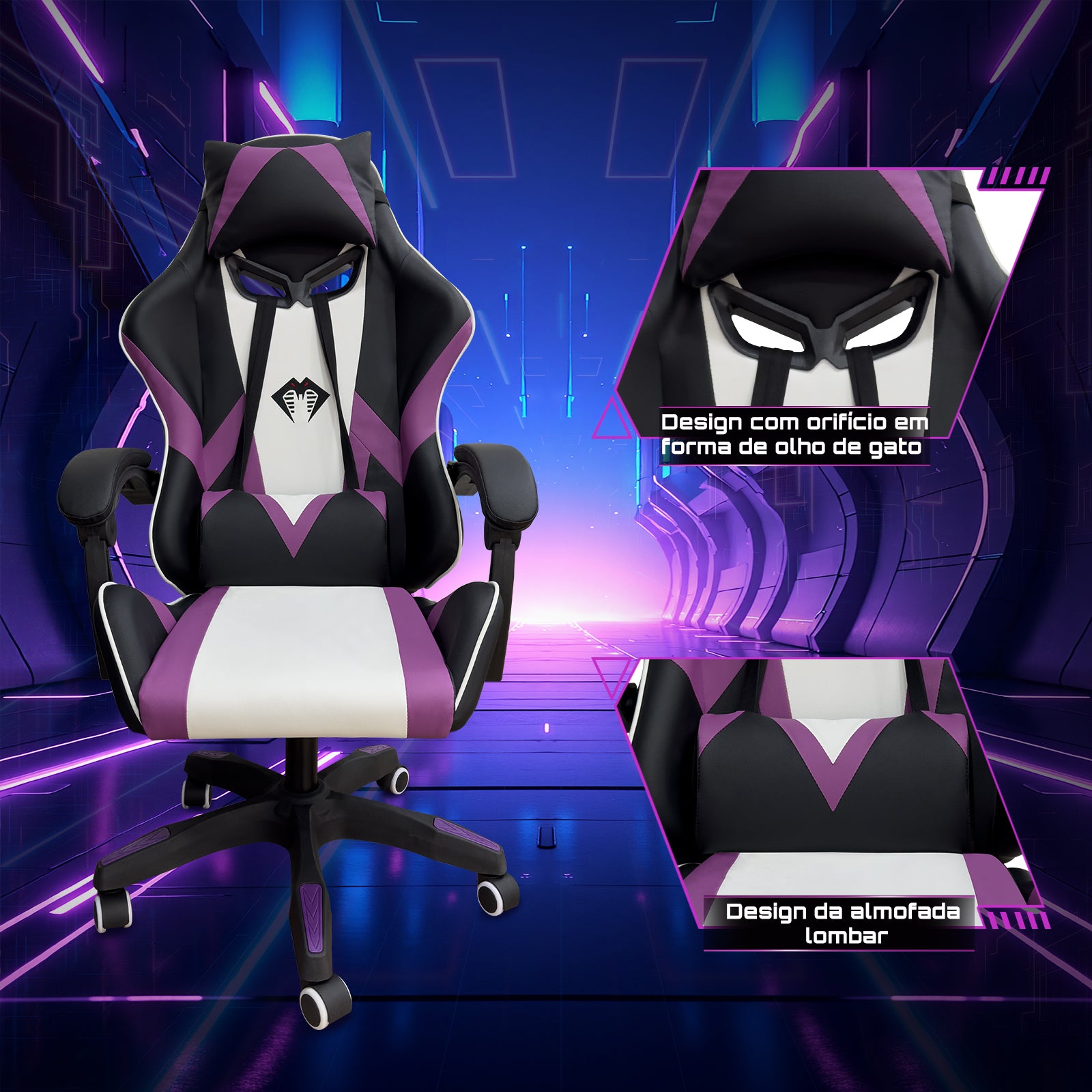 Conforto prolongado para longas sessões de jogo com a cadeira gamer Python Fly rosa
