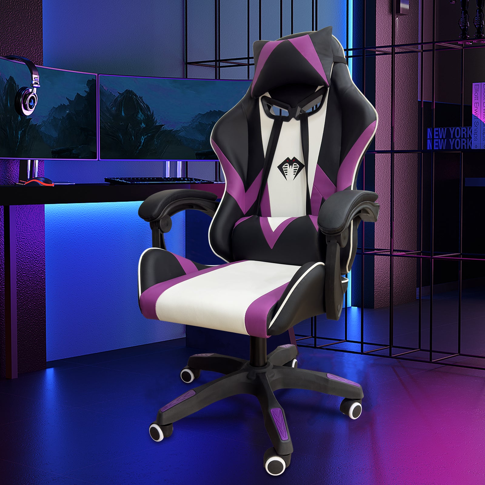 Reclinável suavemente com visual atraente: cadeira gamer rosa Python Fly