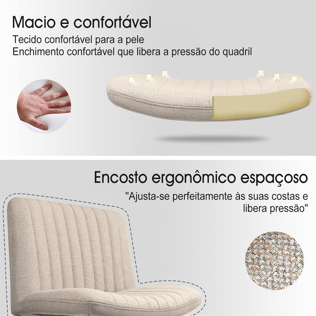 Cadeira de escritório em tecido de algodão Python Fly - Detalhes do design que combinam com ambientes sofisticados