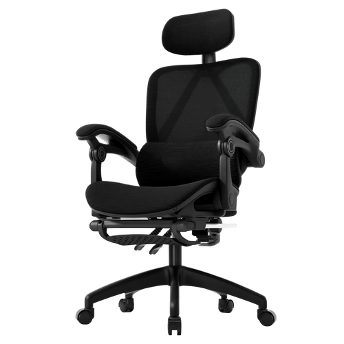 Cadeira de escritório premium Python Fly preta - Visão geral do design executivo