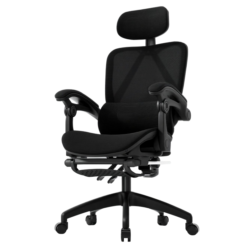 Cadeira de escritório premium Python Fly preta - Visão geral do design executivo
