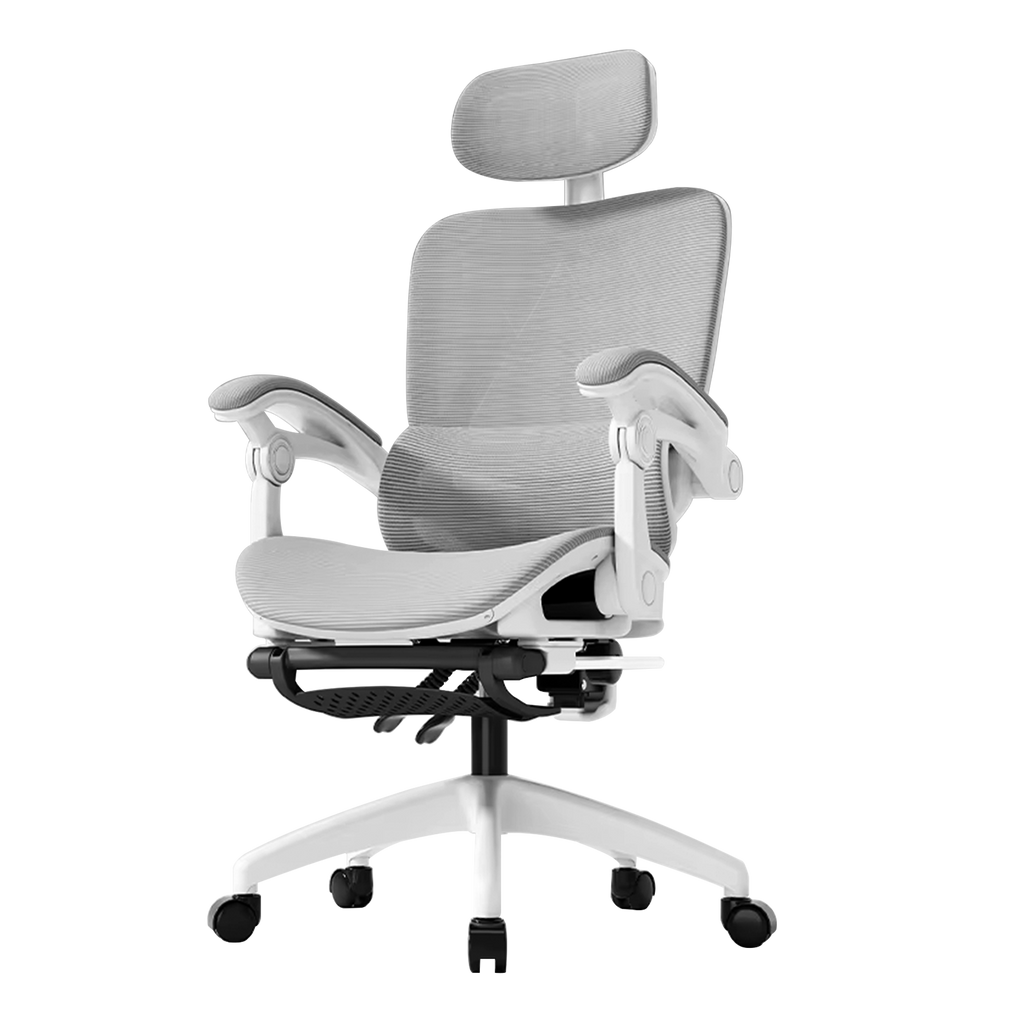 Cadeira de escritório premium Python Fly branca - Design ergonômico elegante, encosto respirável e ajustável, ideal para escritórios modernos e home office 