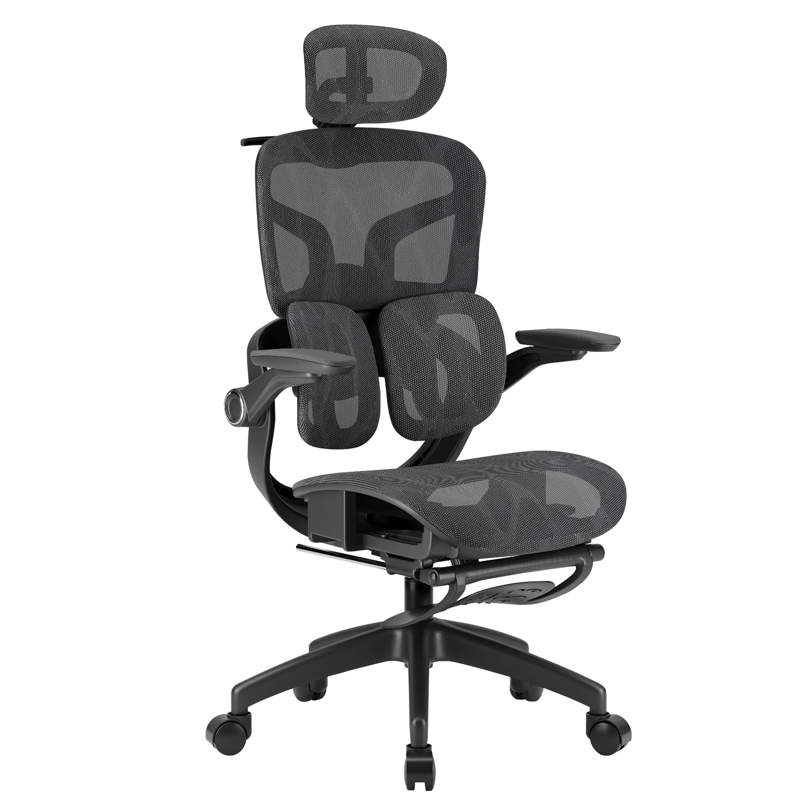 Cadeira ergonômica de escritório com suporte lombar ajustável, reposacabeça 4D e malha respirável para conforto prolongado