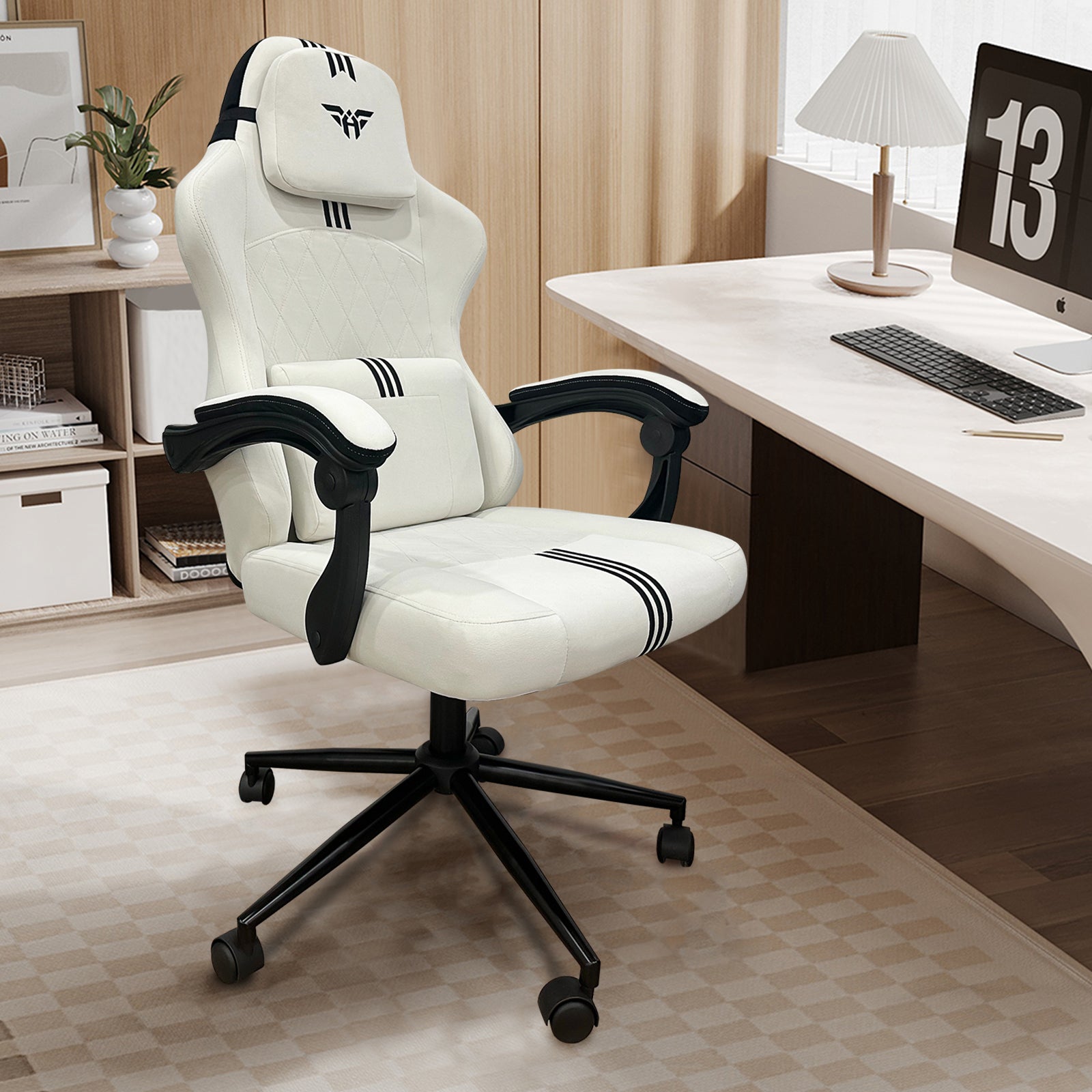 Cadeira gamer ergonômica, largura 52cm, altura ajustável 117-127cm, suporta até 120kg