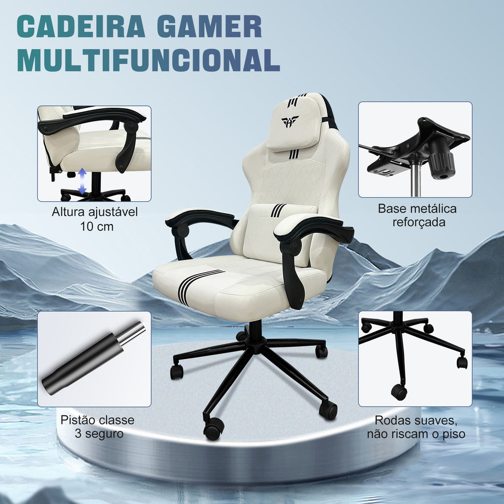 Cadeira gamer com encosto lombar amplo e espuma de alta densidade, confortável e respirável