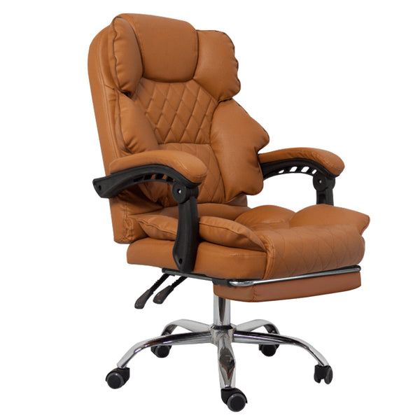 Cadeira Presidente Ergonómica 09 - Executiva para Escritório, Couro PU, Reclinável, Apoio de Pés