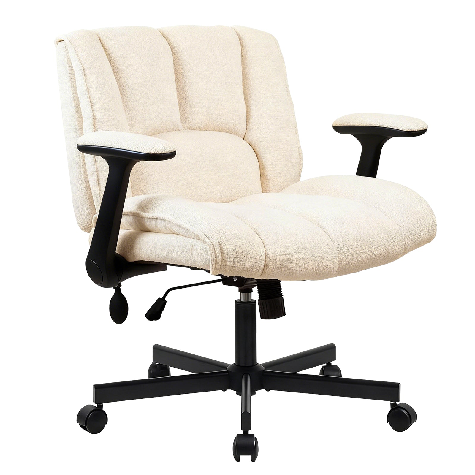 Cadeira de escritório bege com design moderno, ideal para longas horas de home office