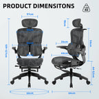 Especificações da cadeira ergonômica: dimensões, capacidade de carga 120kg e ajustes de altura
