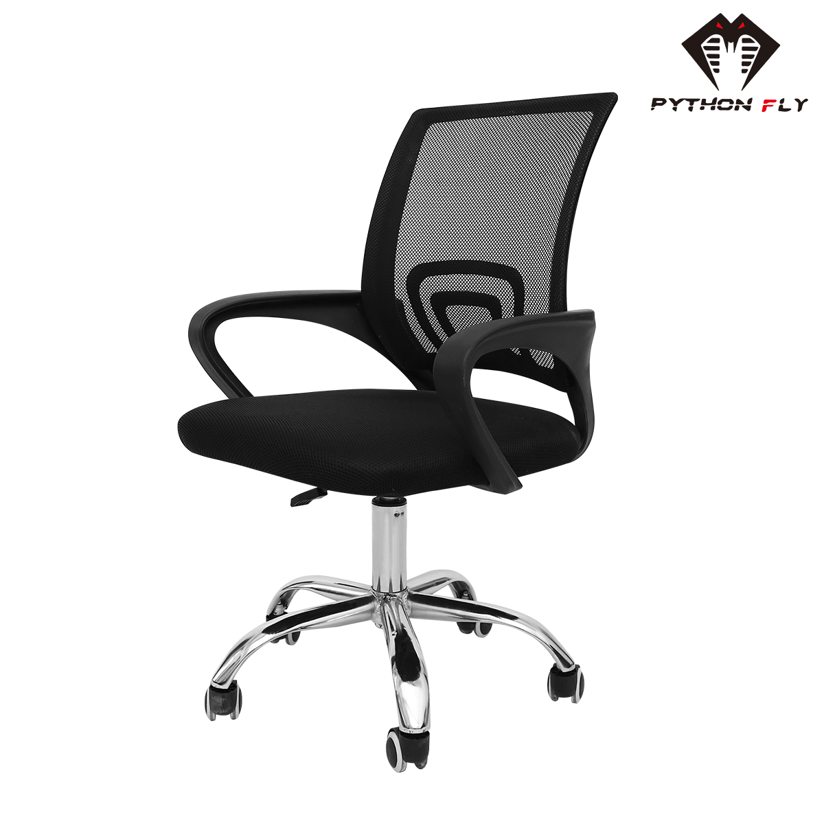 Cadeira de escritório ergonômica - Vista frontal mostrando design elegante e suporte lombar ajustável