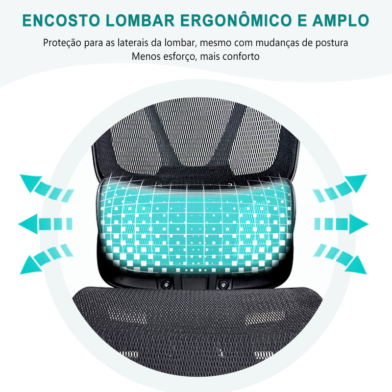 Encosto lombar ergonômico e amplo da cadeira de escritório, proteção para postura variada