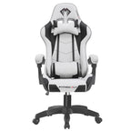 Cadeira gamer nova, cinza claro - Visão geral no fundo branco