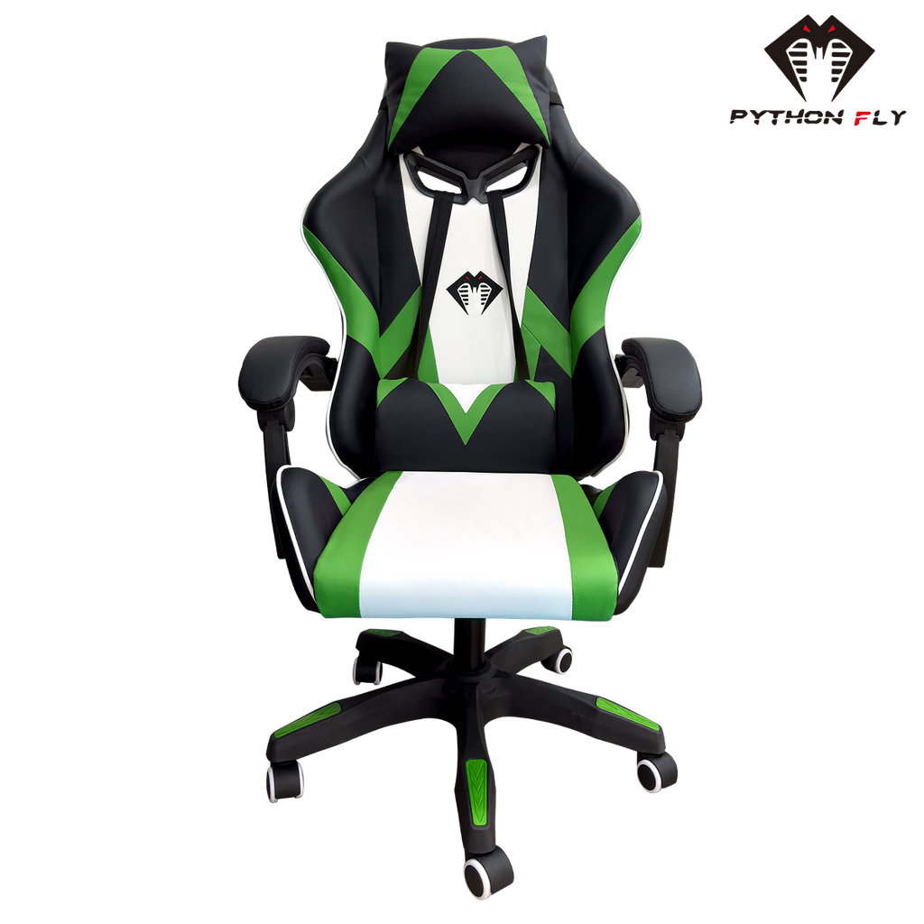 Cadeira gamer verde Python Fly com design elegante e funcionalidades inovadoras para gamers exigentes