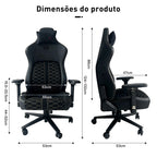 Dimensões da cadeira gamer Pythonfly HEXA, medidas largura altura profundidade assento encosto