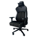 Cadeira gamer Pythonfly HEXA preta com padrão hexagonal dourado, design ergonômico, almofada cervical e lombar