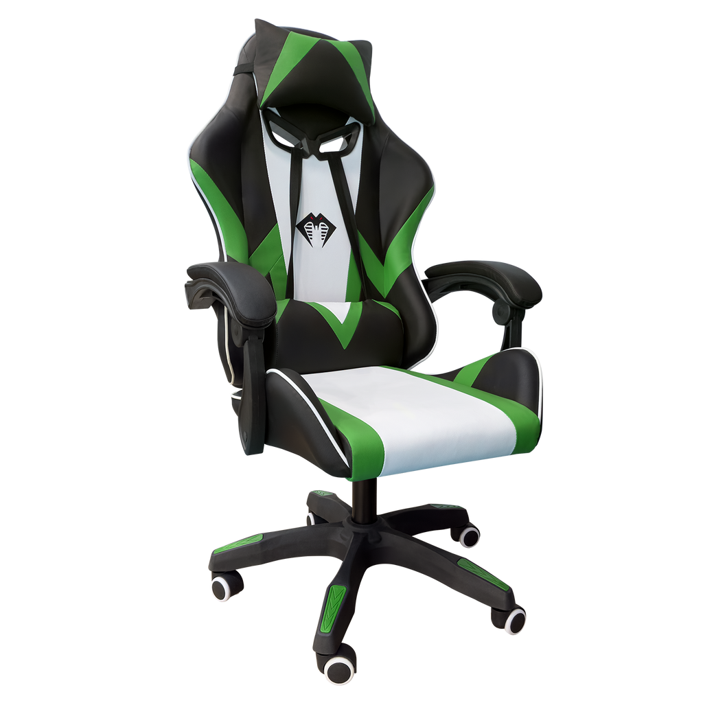 Cadeira gamer verde Python Fly vista lateral, destacando o design elegante e o ajuste ergonômico para conforto prolongado