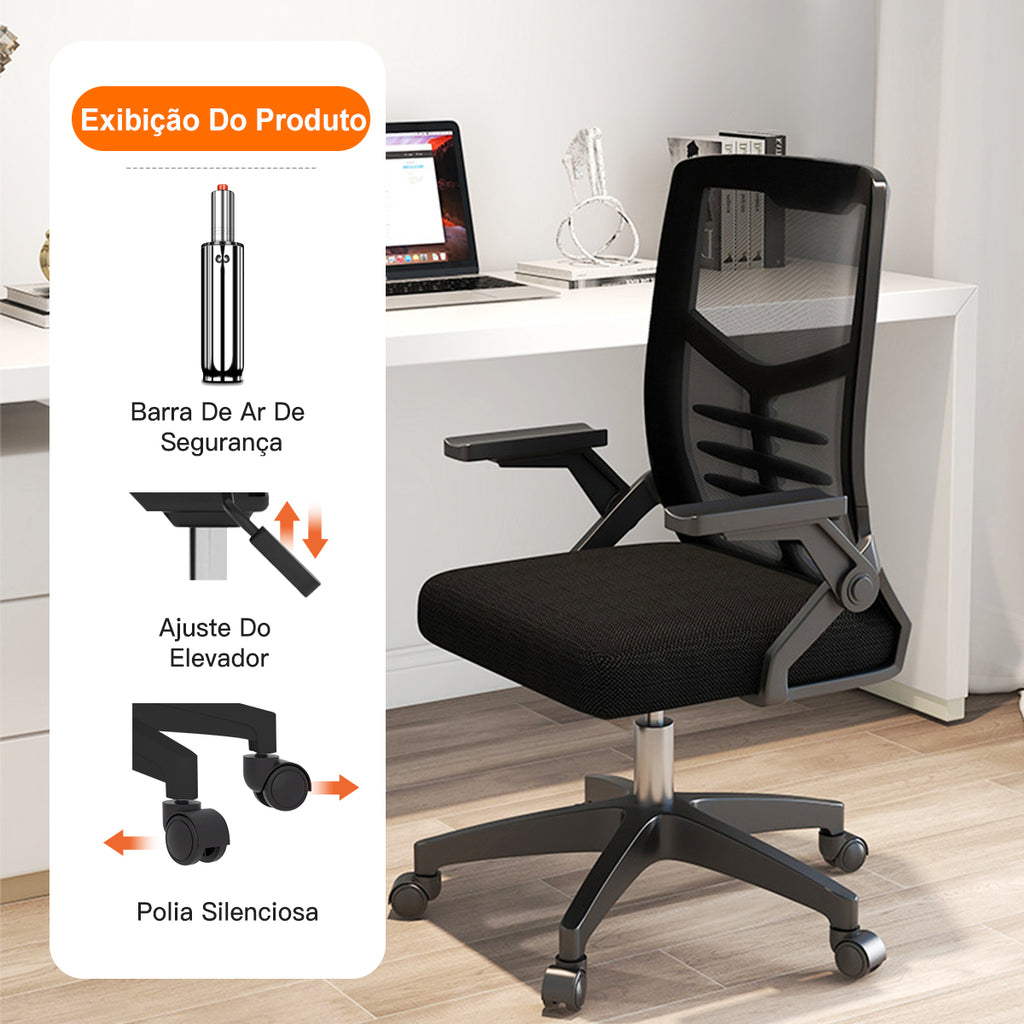 Funcionalidades da cadeira de escritório Python Fly: barra de ar, ajuste de elevação e polia silenciosa