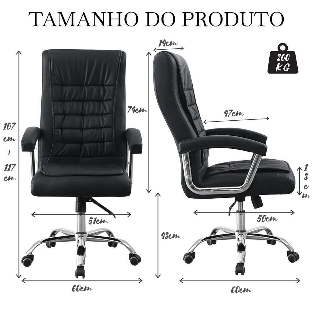 Dimensões e capacidade da cadeira