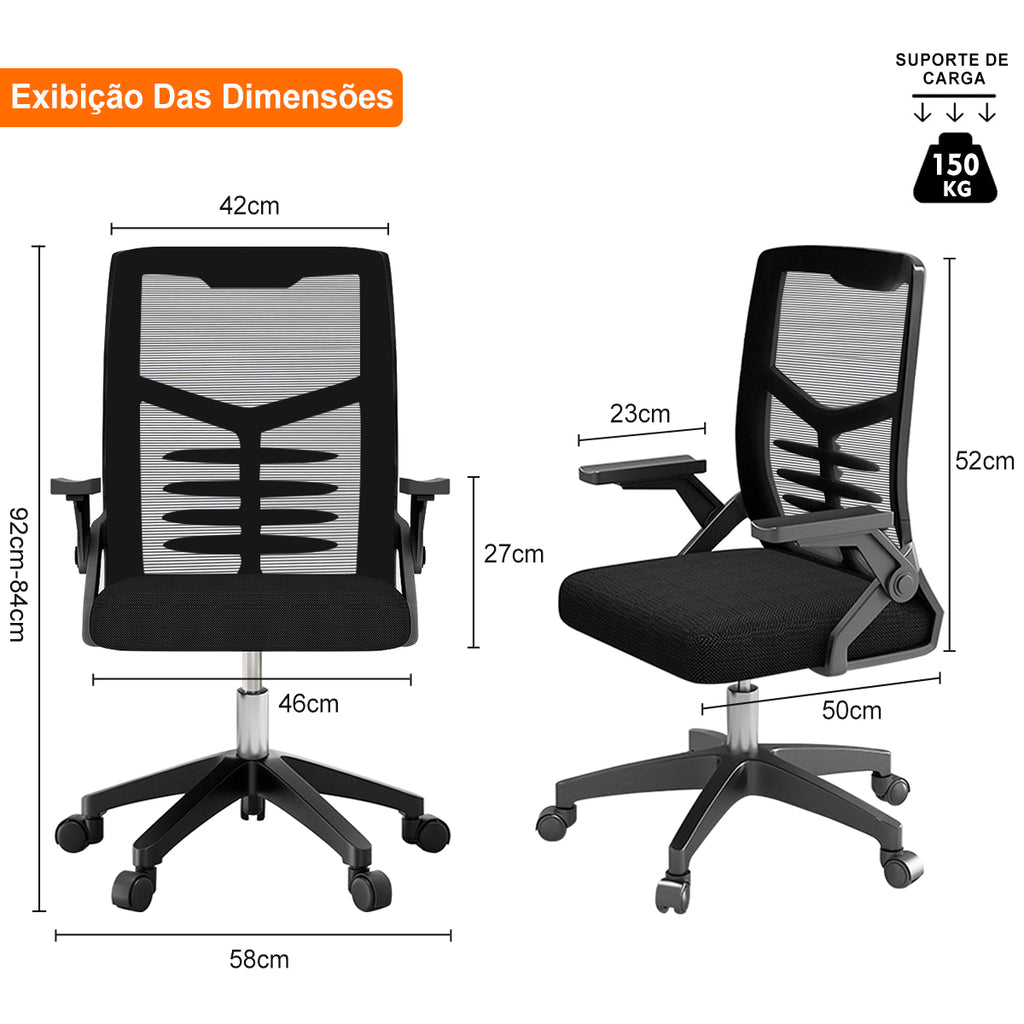 Dimensões da cadeira de escritório Python Fly: suporte de carga 150 KG