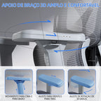 Braços 3D ajustáveis da poltrona ergonômica Pythonfly