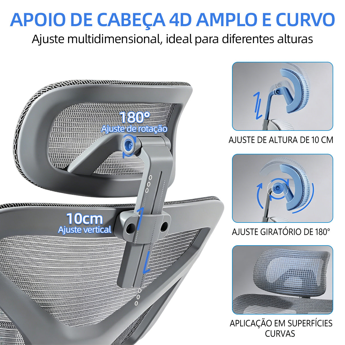 Cabeceira 4D regulável da poltrona ergonômica Pythonfly