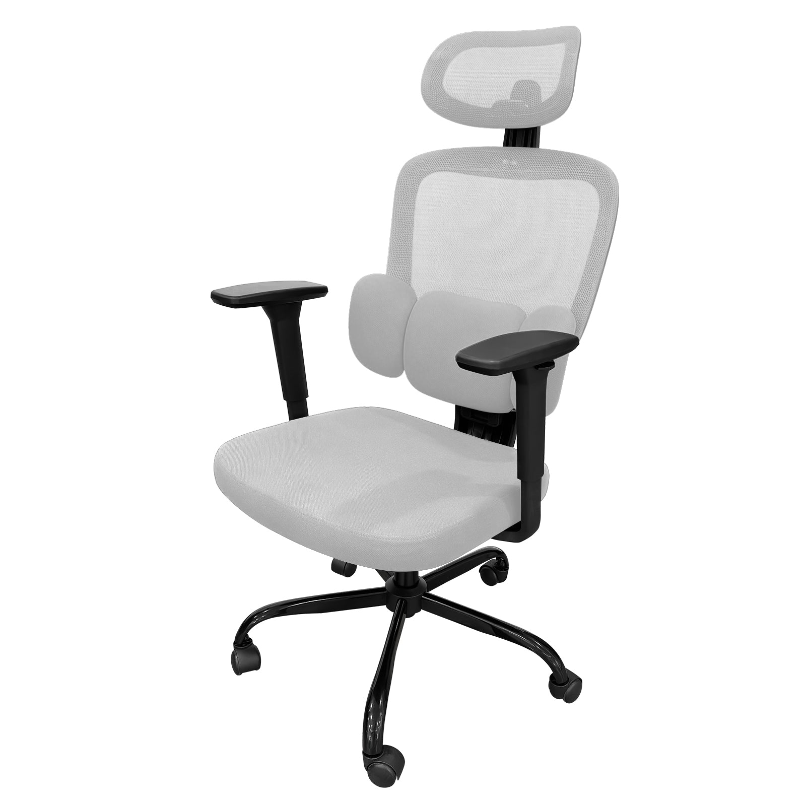 Cadeira ergonômica Pythonfly Aligna fundo branco, suporte lombar 3D para home office