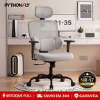 Cadeira ergonômica Pythonfly Aligna para home office e gamer, certificação NR-17, estoque com envio 24h