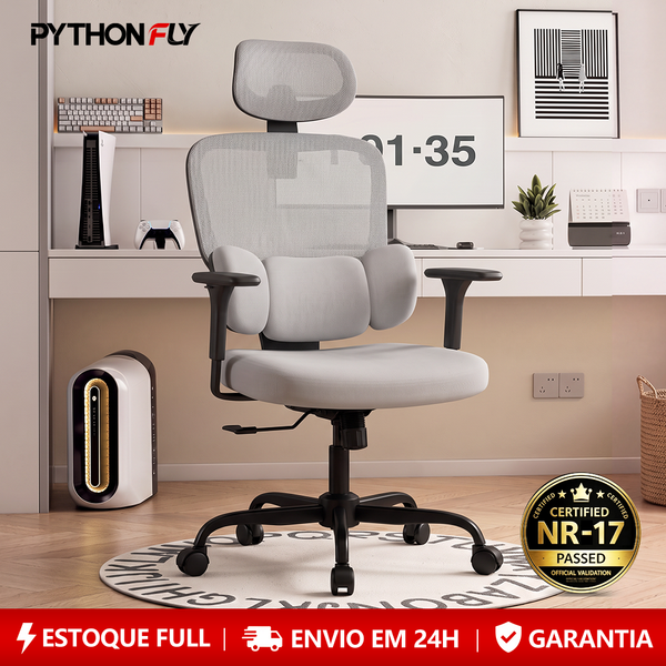 Pythonfly Aligna Cadeira Ergonômica Escritório com Suporte Lombar 3D para Home Office