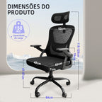 Dimensões Pythonfly cadeira ergonômica capacidade carga 150kg medidas completas