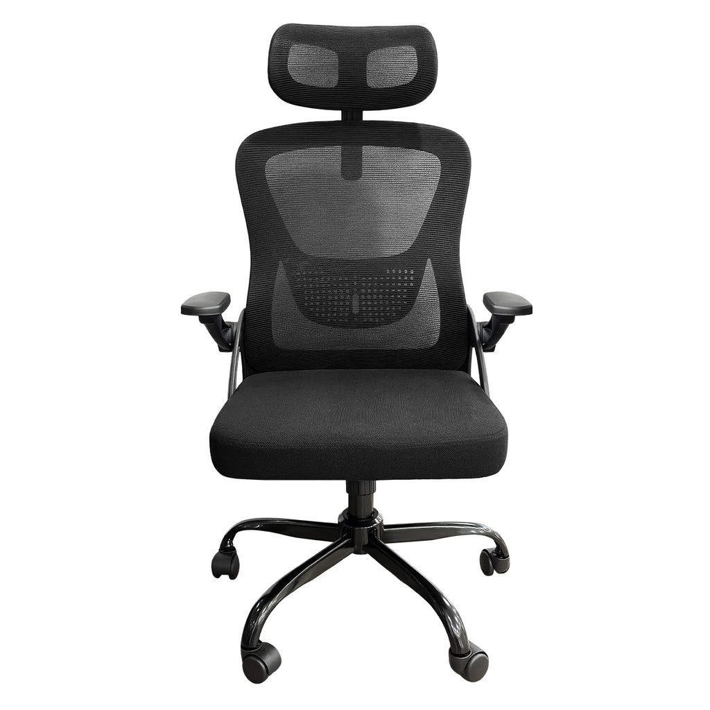 Pythonfly cadeira ergonômica de escritório malha preta suporte lombar ajustável